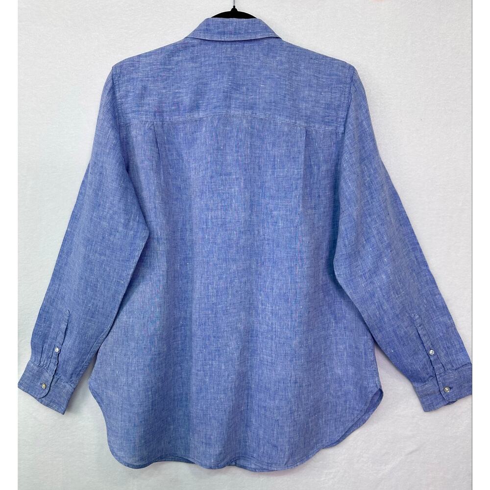 L.L.Bean Women’s Blue 100% Linen Button Down Shirt Size Large - Picture 4 of 8